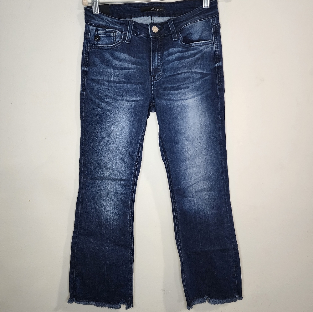 Kancan Raw Frayed Hem Wide Leg Women 27 Medium Wash Denim Classic Jeans